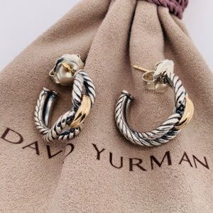 David Yurman 18k Gold/Silver LoopHoop Earrings